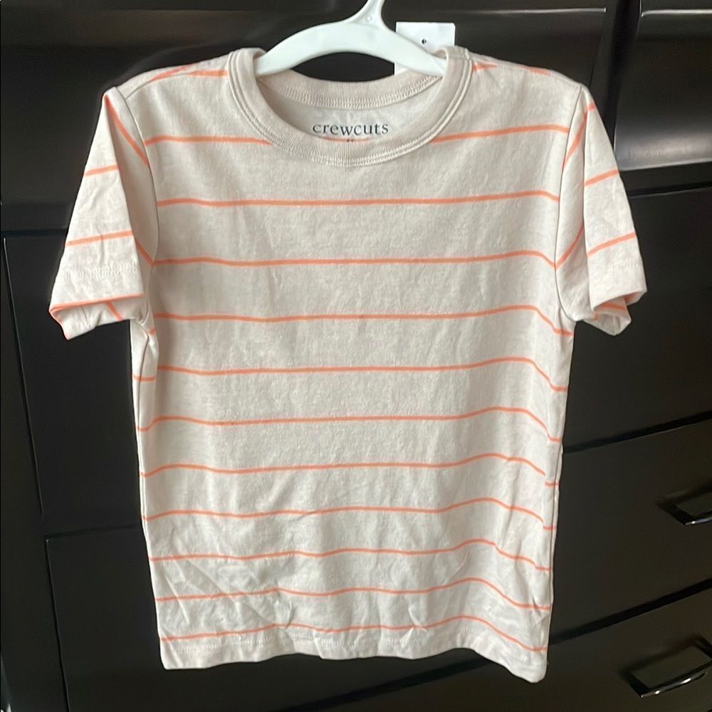 Crewcuts Striped T-Shirt in Cream and Orange size small 6-7